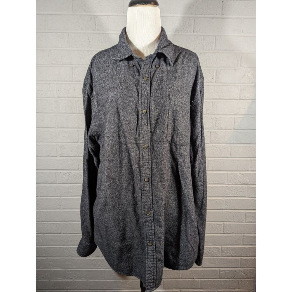 St. John's Bay Men's‎ Grey Button Down Long Sleeve Flannel Cotton Shirt Size XL